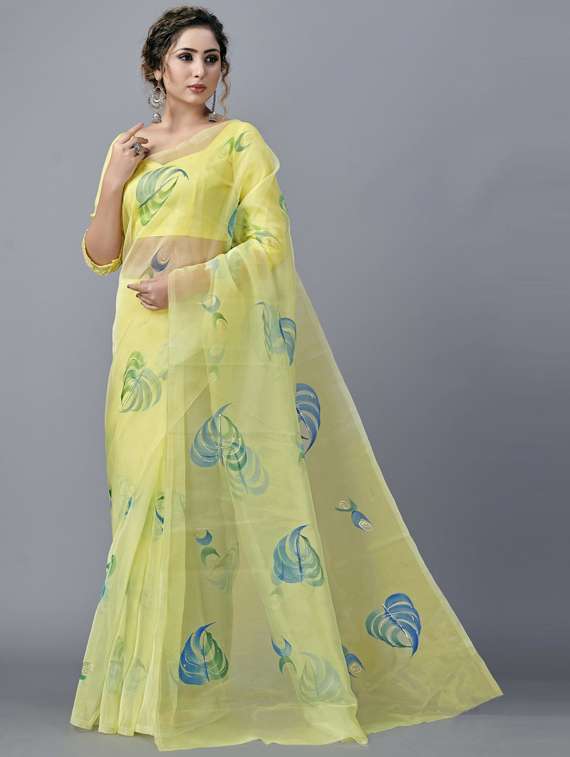 printed organza saree  with blouse
