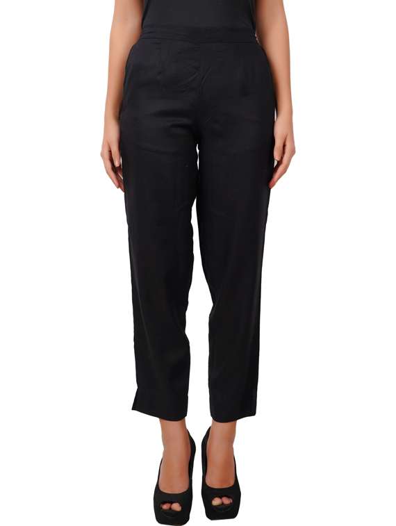 mid rise solid flat front trouser - 18509903 - Zoom Image - 0