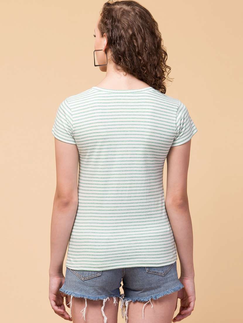 women's striped round neck t-shirt - 18509989 - Standard Image - 1