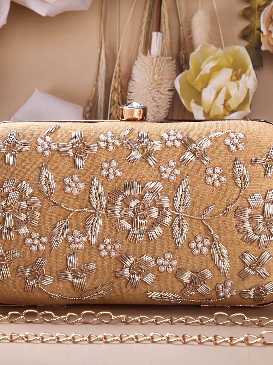 dbfashionvilla beige zardozi clutch box wedding - 18510080 - Standard Image - 1