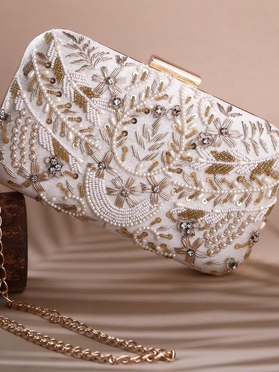 dbfashionvilla white zardozi clutch box wedding - 18510081 - Standard Image - 1