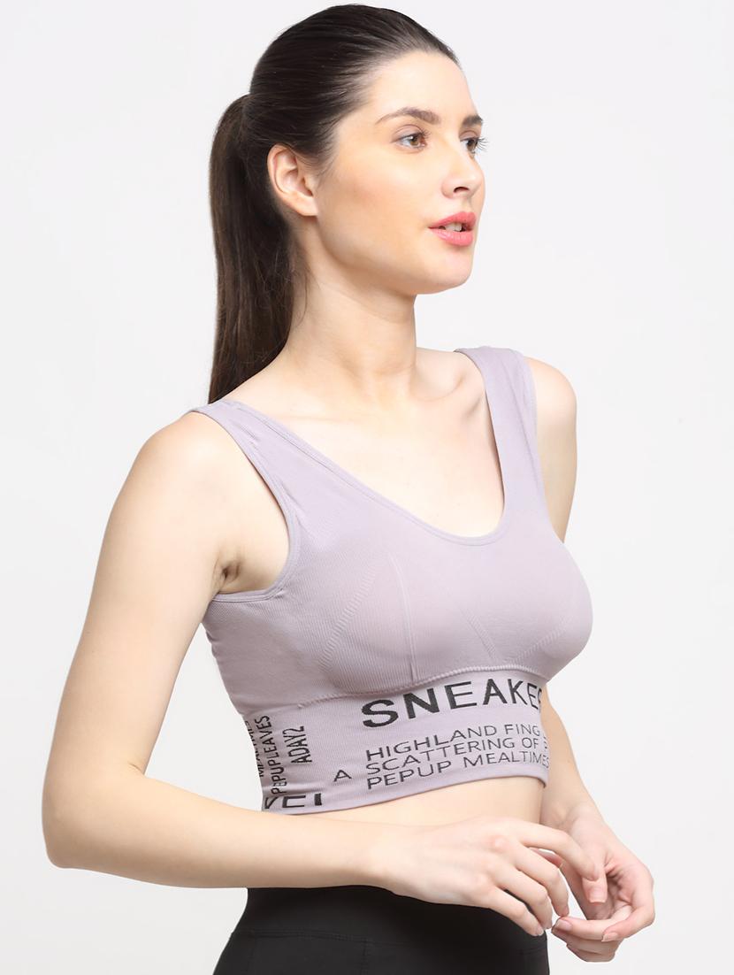 grey lightly padded sports bra - 18510112 - Standard Image - 1