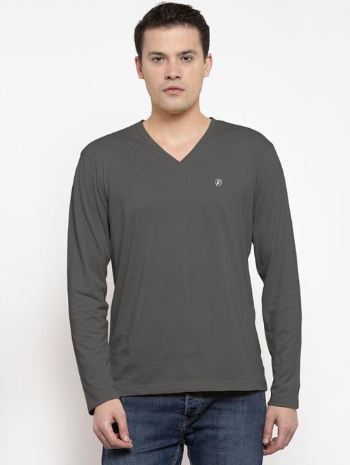 grey solid regular t-shirt - 18510130 - Standard Image - 0