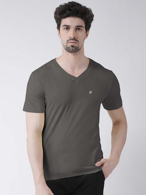 men grey slim fit solid t-shirt - 18510131 -  Standard Image - 0