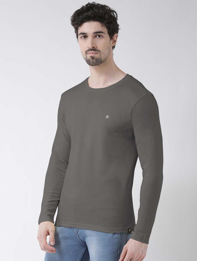 grey solid regular t-shirt - 18510132 - Standard Image - 1