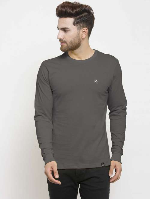 grey solid regular t-shirt - 18510133 - Standard Image - 0
