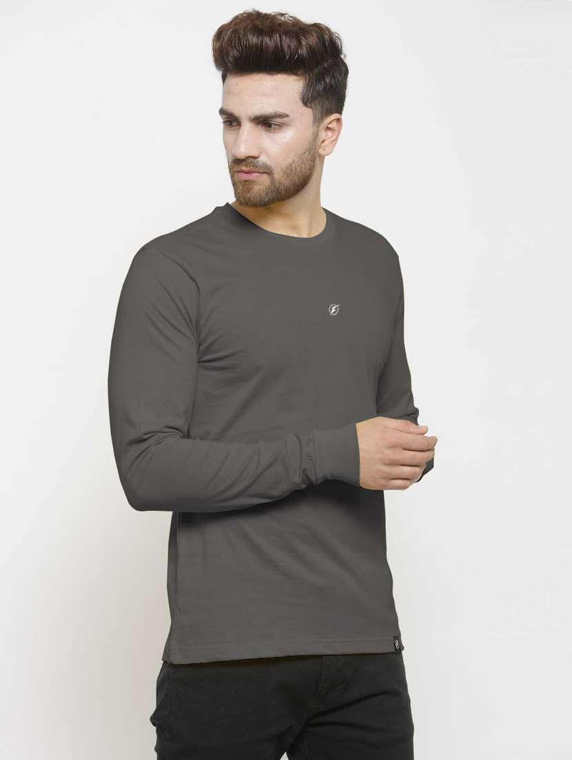 grey solid regular t-shirt - 18510133 -  Standard Image - 1