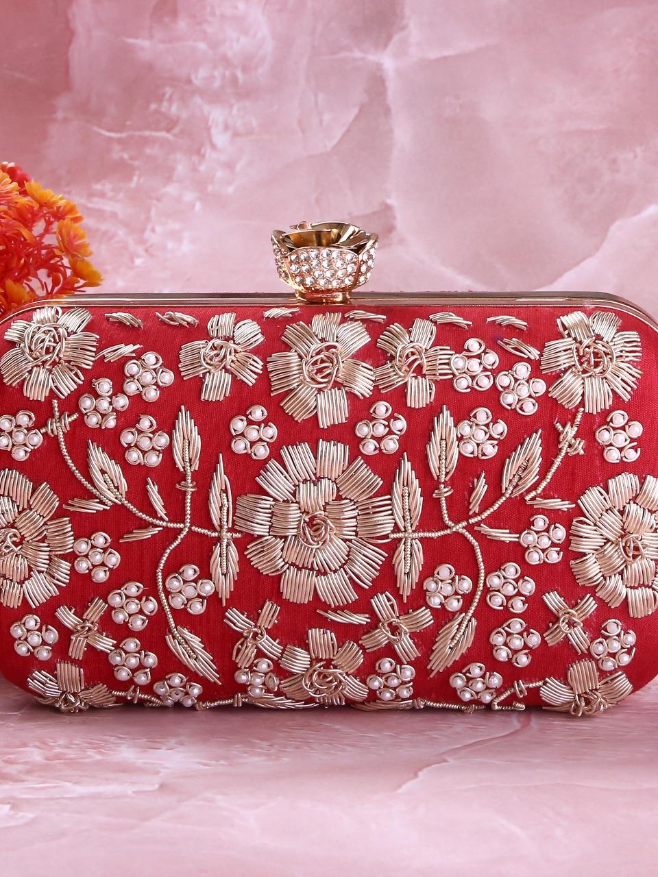 dbfashionvilla red zardozi clutch box wedding  - 18510145 -  Standard Image - 1