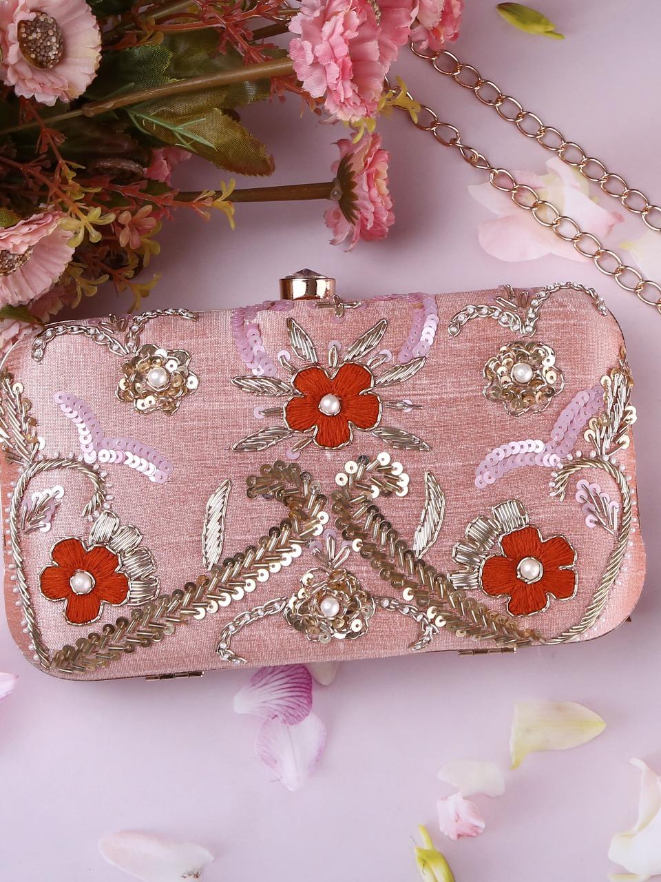 dbfashionvilla peach zardozi clutch box wedding  - 18510147 -  Standard Image - 1
