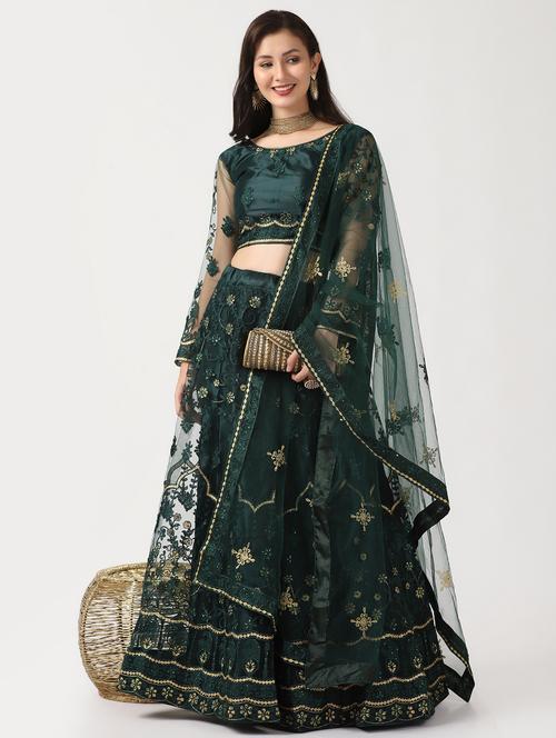 embroidered semi-stitched lehenga choli with dupatta  - 18510534 -  Standard Image - 0