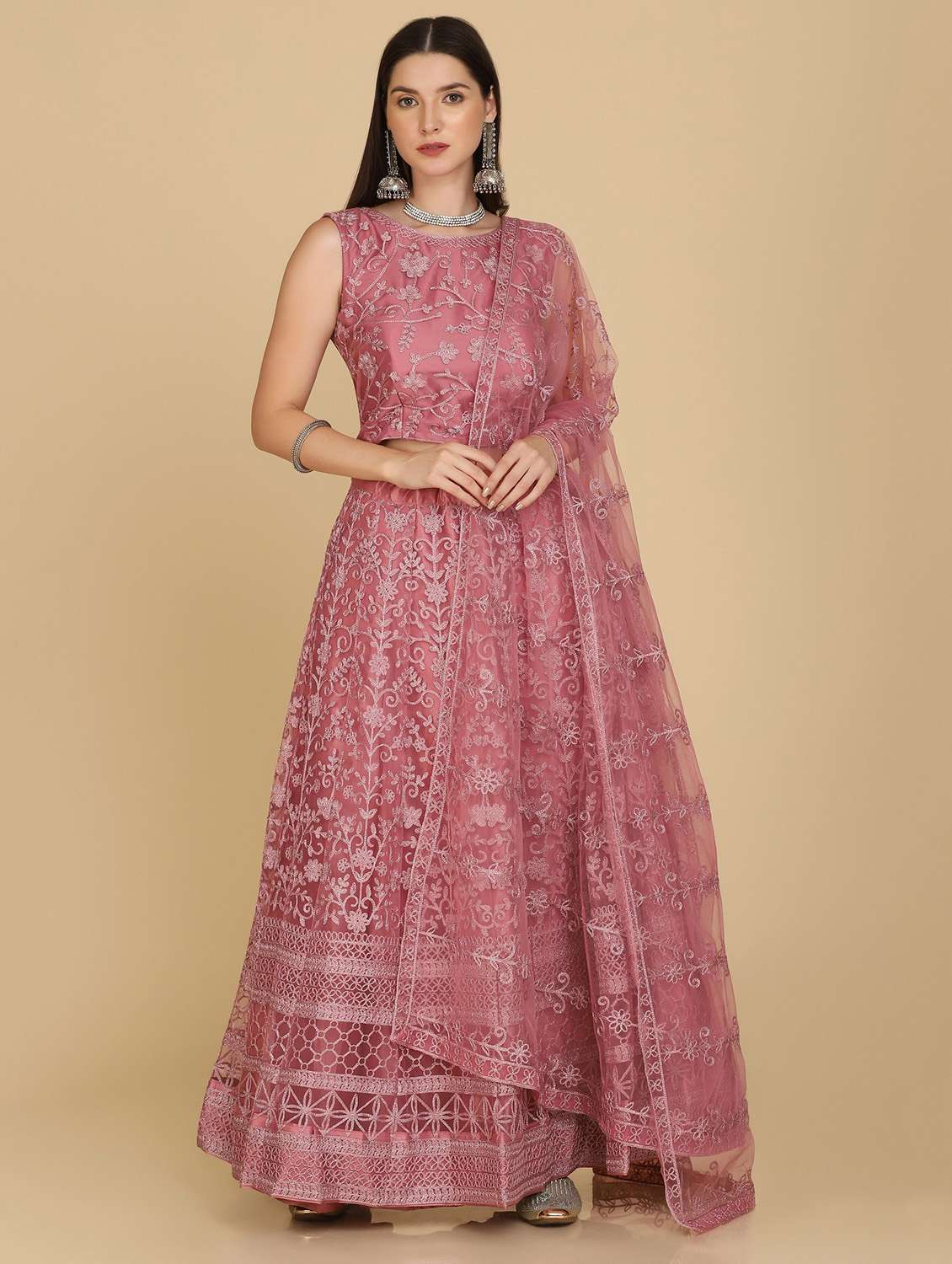 embroidered flared lehenga choli with dupptta