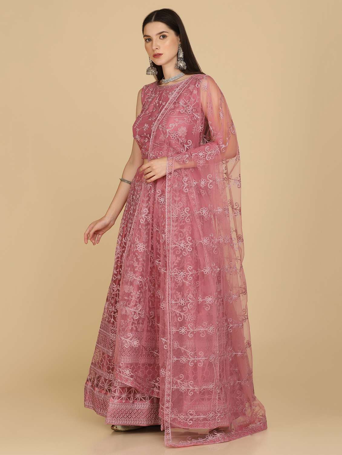 embroidered flared lehenga choli with dupptta - 18510538 -  Standard Image - 1
