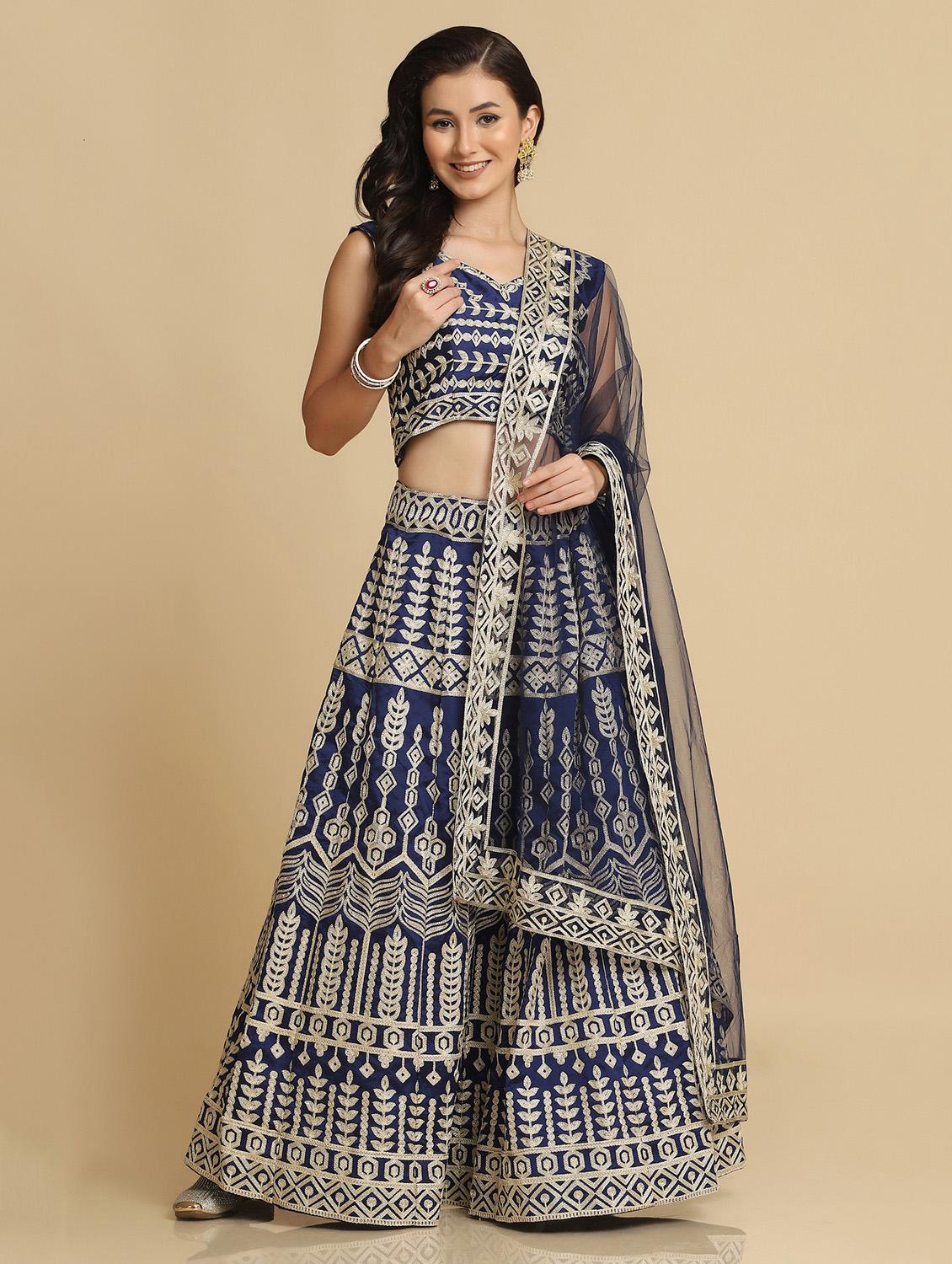 embroidered flared lehenga - 18510544 - Zoom Image - 0