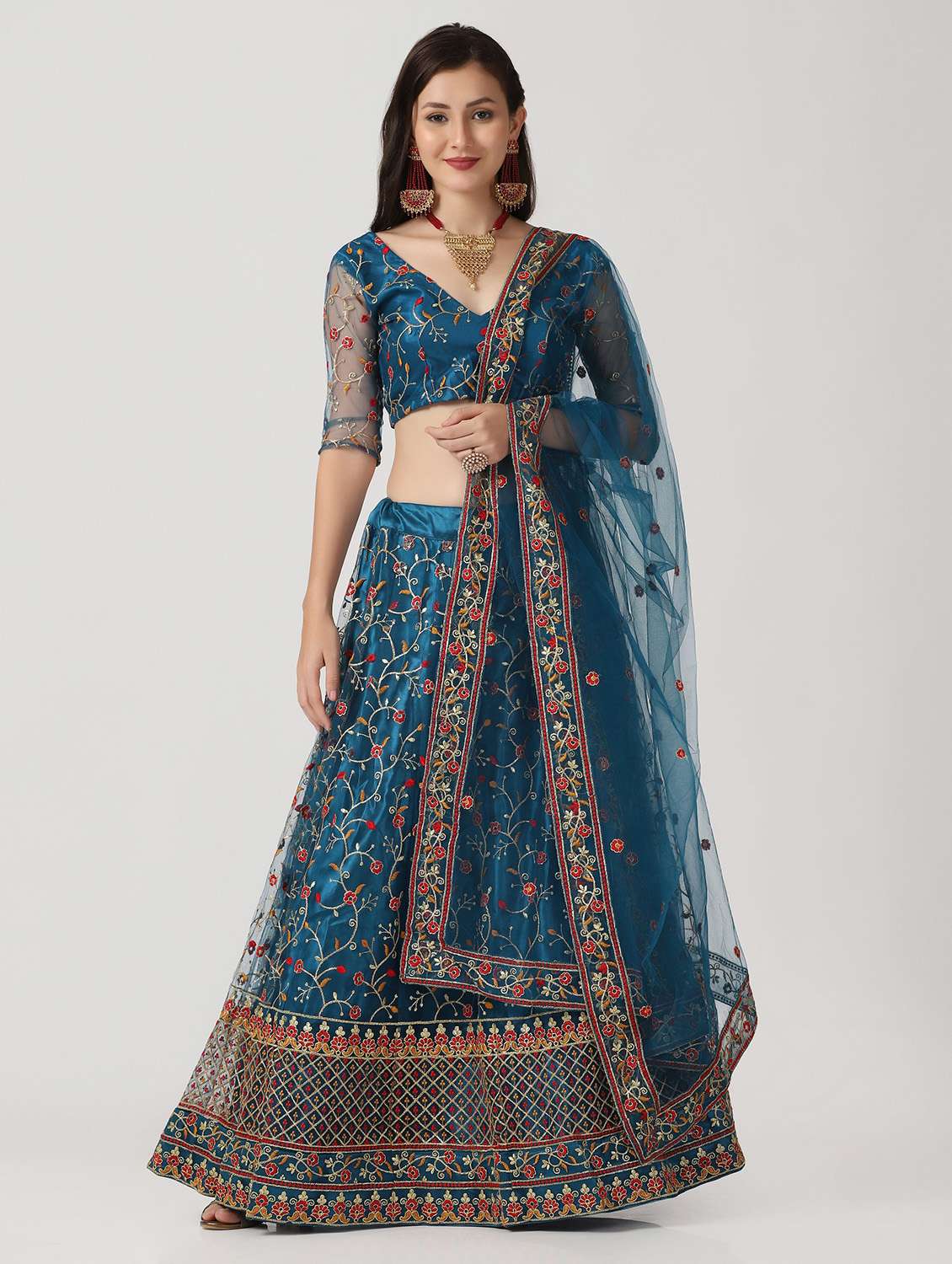 embroidered flared lehenga - 18510546 -  Standard Image - 1
