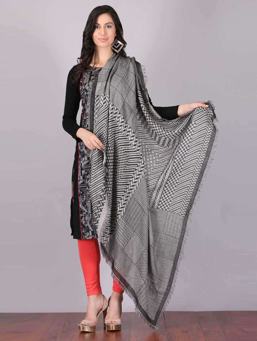 grey printed scarf