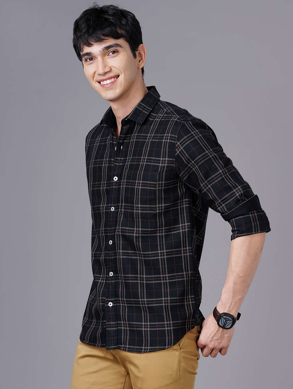 check print casual shirt - 18512124 - Standard Image - 1
