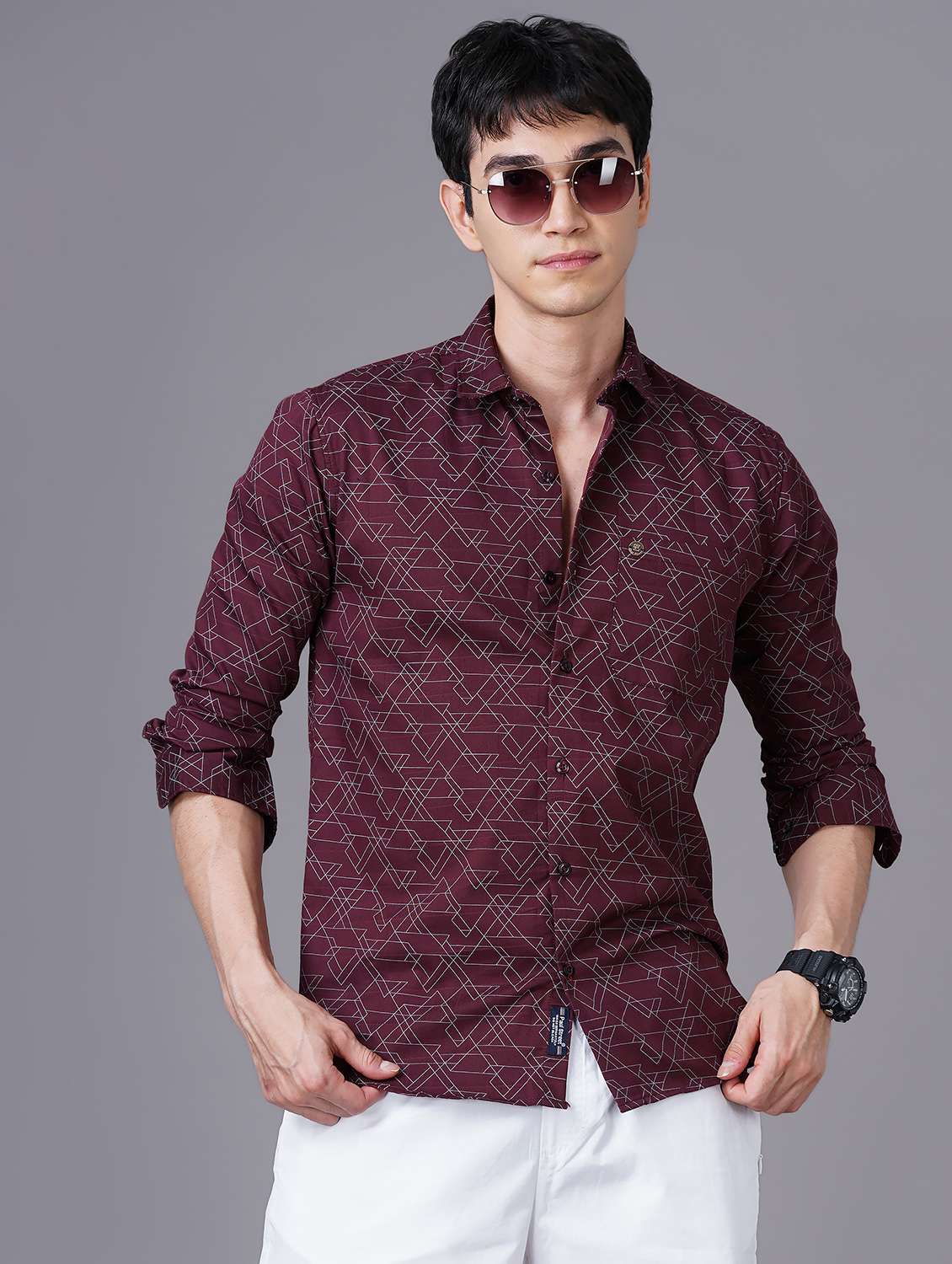 abstract print casual shirt - 18512134 - Standard Image - 1