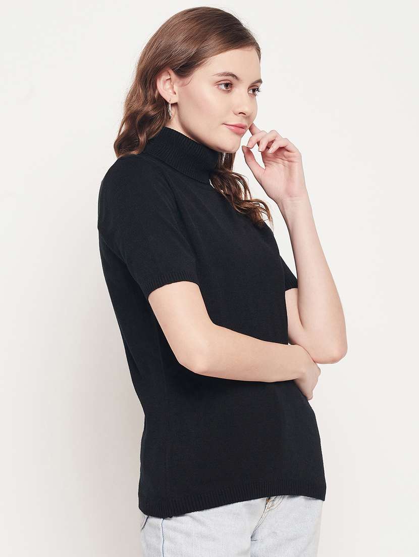 turtle neck solid pullover - 18512210 - Standard Image - 1