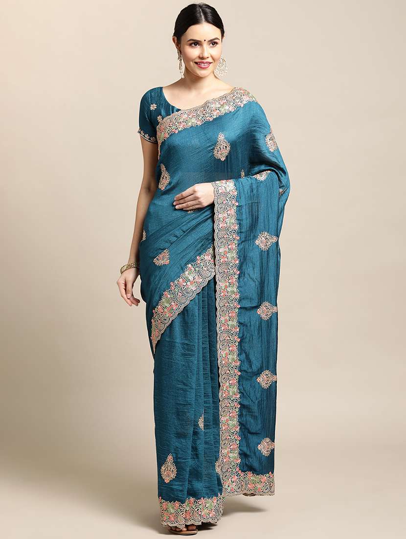 women's embroidered saree with blouse
