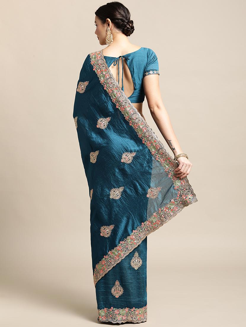 women's embroidered saree with blouse - 18512416 - Standard Image - 1