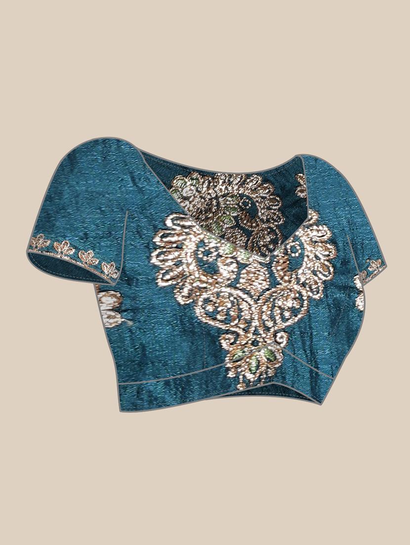 women's embroidered saree with blouse - 18512416 - Standard Image - 4
