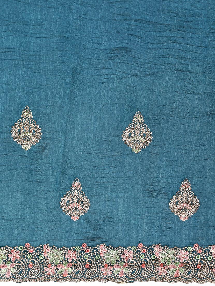 women's embroidered saree with blouse - 18512416 - Standard Image - 6