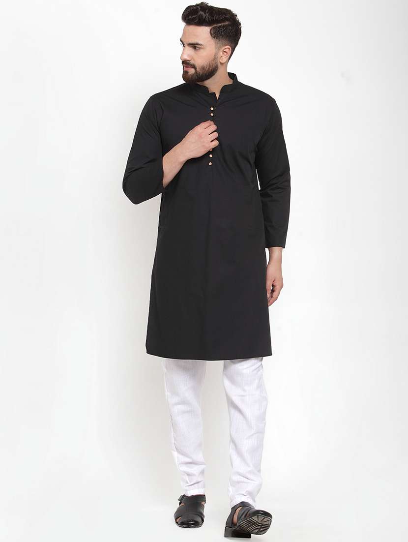black solid knee length kurta