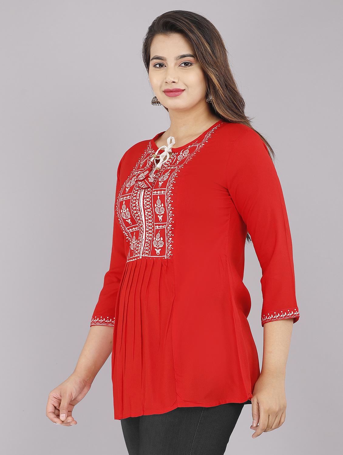 tie up neck printed a-line tunic - 18512549 - Standard Image - 1