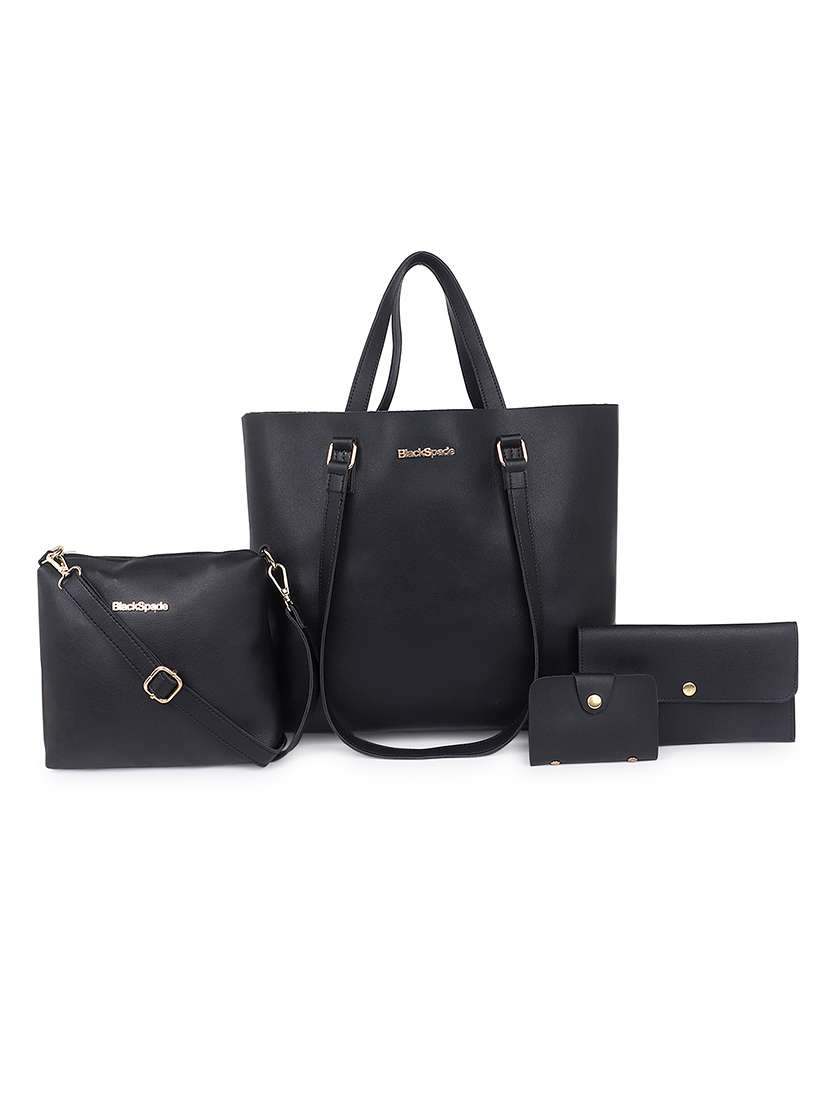 black leatherette (pu) structured tote