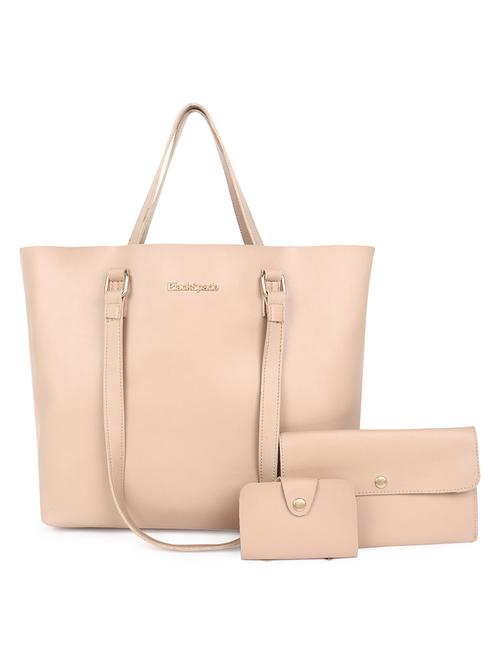 beige leatherette (pu) structured tote - 18512766 - Standard Image - 0