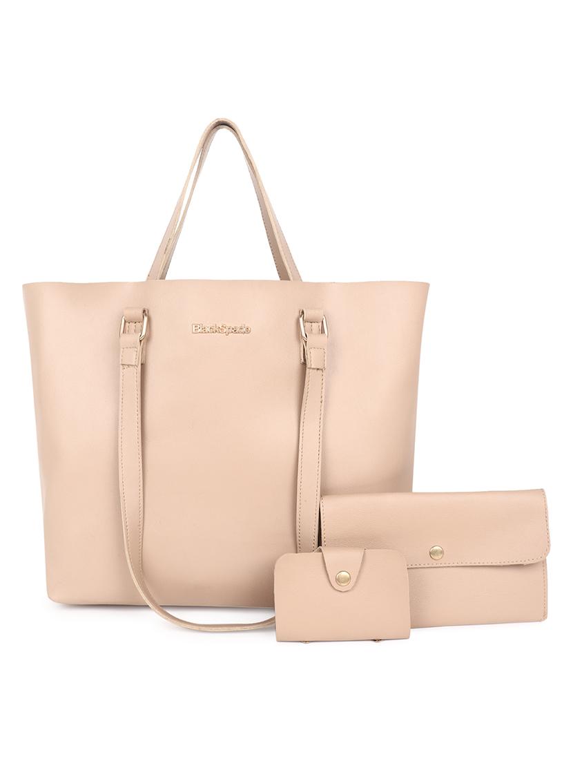 beige leatherette (pu) structured tote - 18512766 - Zoom Image - 0