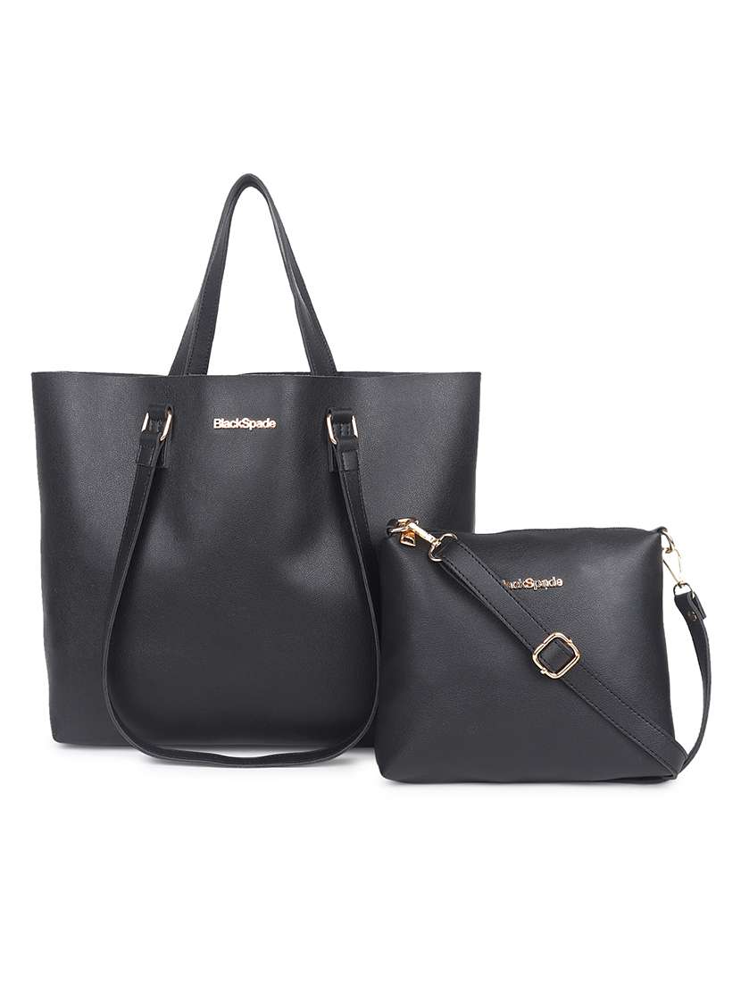 black leatherette (pu) structured tote