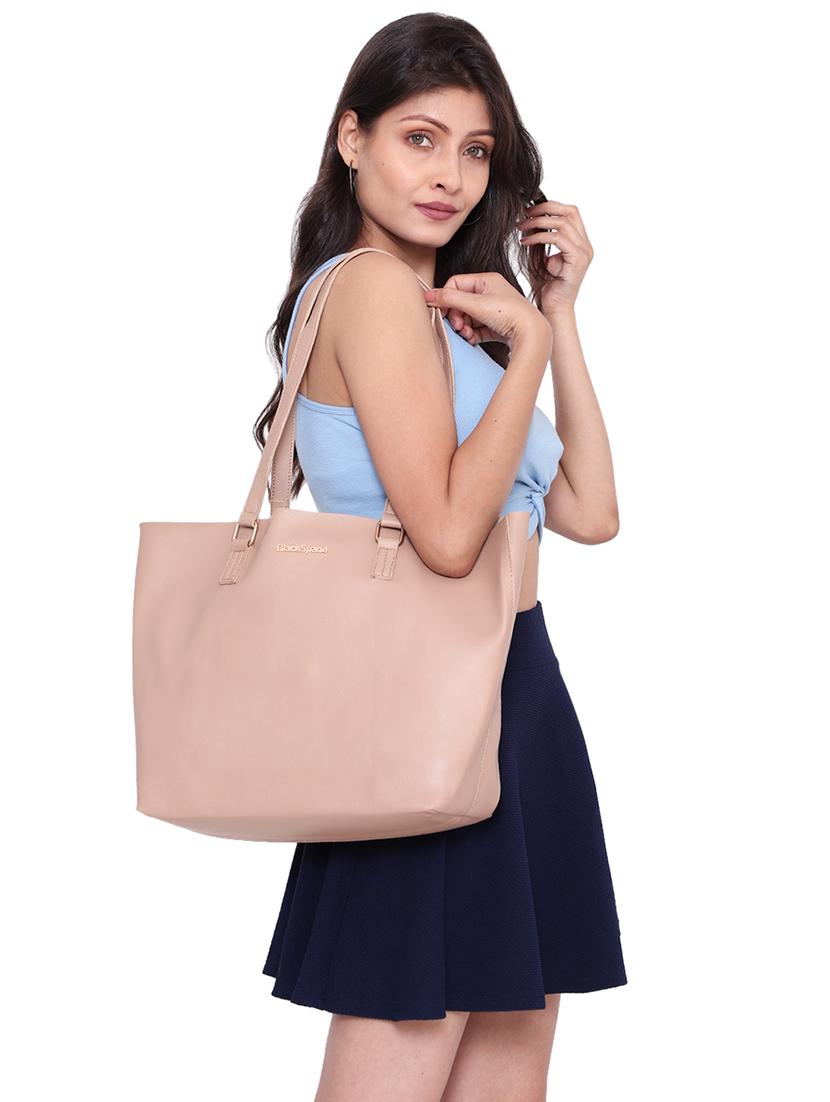 beige leatherette (pu) structured tote - 18512772 - Standard Image - 4
