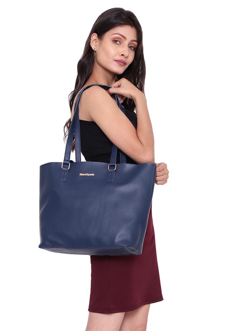 blue leatherette (pu) structured tote - 18512773 - Standard Image - 4