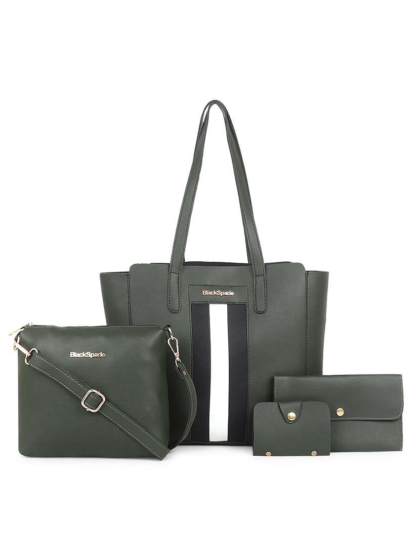 green leatherette (pu) structured tote