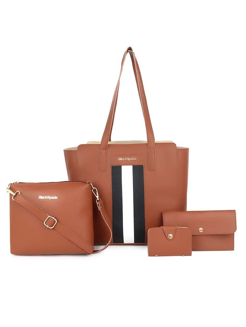 brown leatherette (pu) structured tote