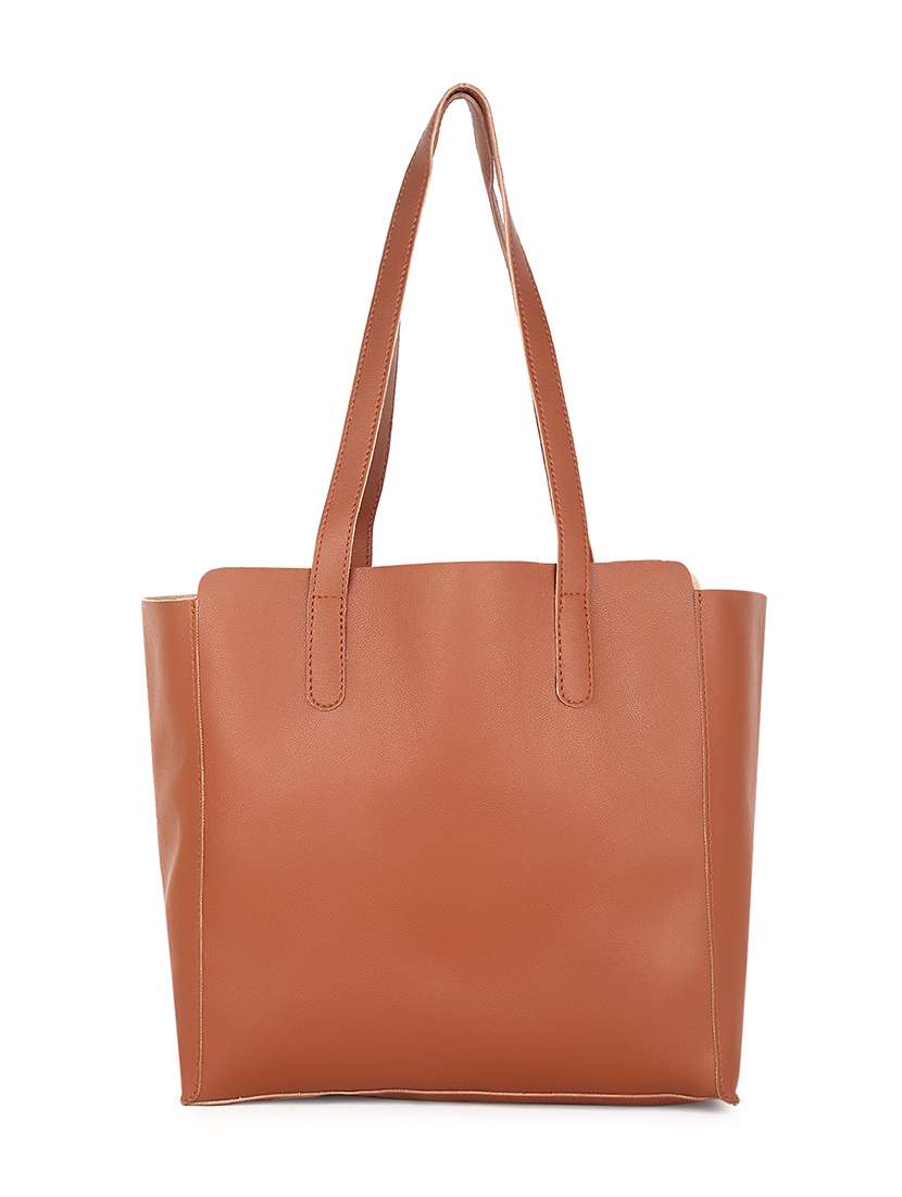 brown leatherette (pu) structured tote - 18512781 -  Standard Image - 1