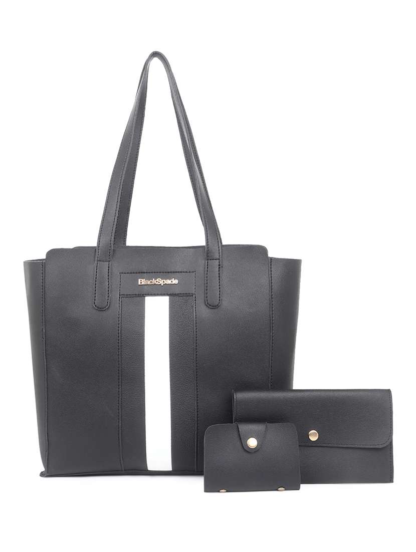black leatherette (pu) structured tote