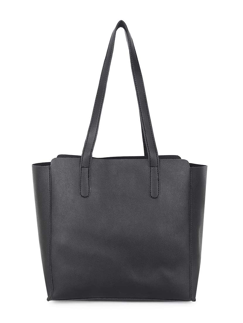 black leatherette (pu) structured tote - 18512783 - Standard Image - 1