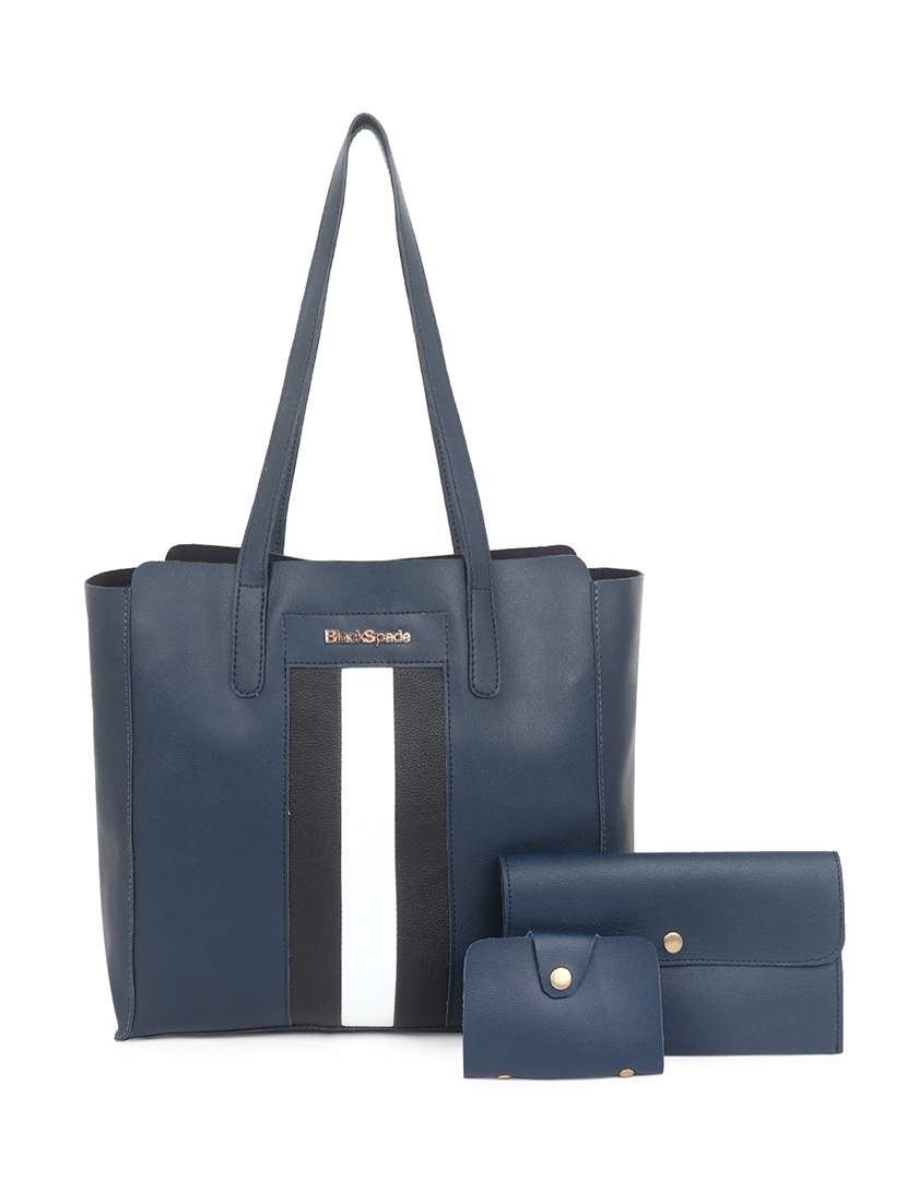 blue leatherette (pu) structured tote