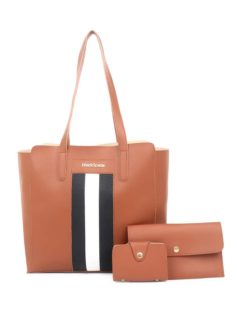 brown leatherette (pu) structured tote