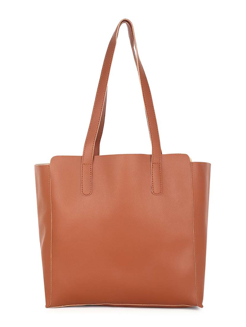 brown leatherette (pu) structured tote - 18512787 -  Standard Image - 1