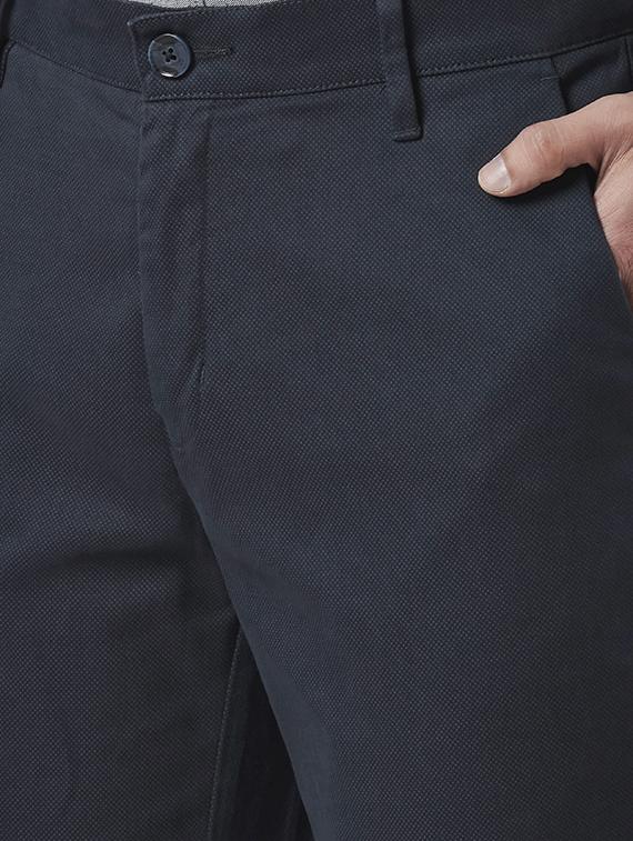 navy blue solid casual trouser - 18513696 - Standard Image - 4