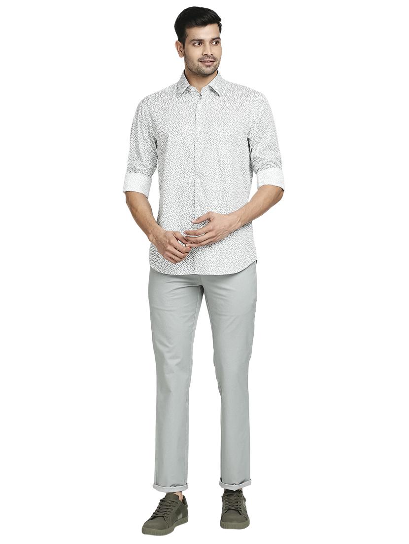 grey textured flat front casual trouser - 18513768 - Standard Image - 4
