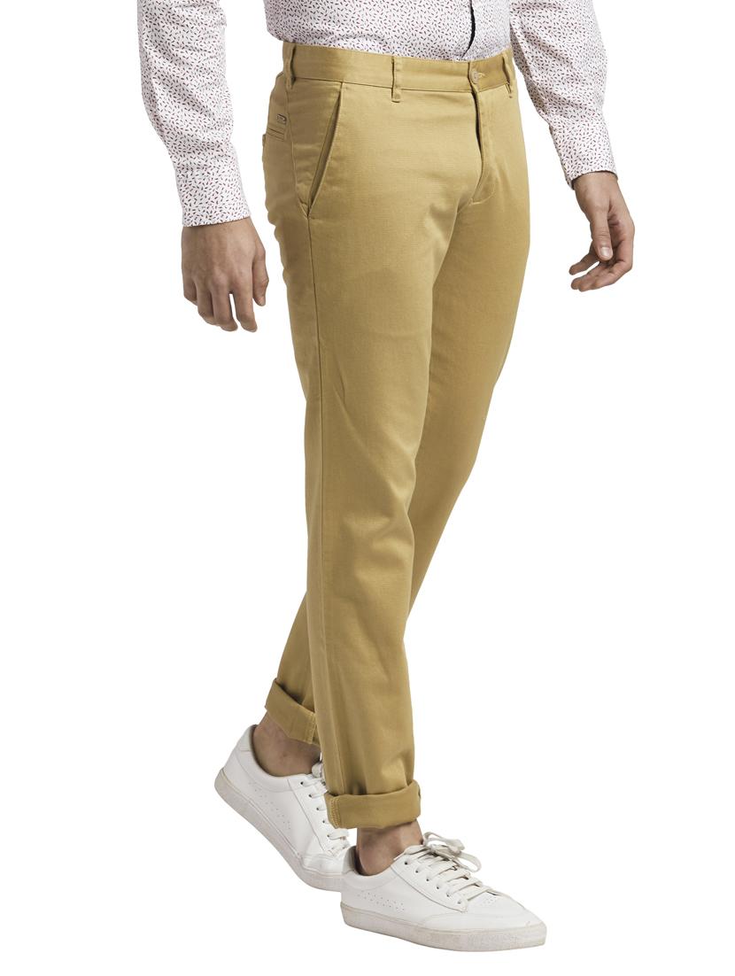 khaki solid casual trouser - 18513779 - Standard Image - 1