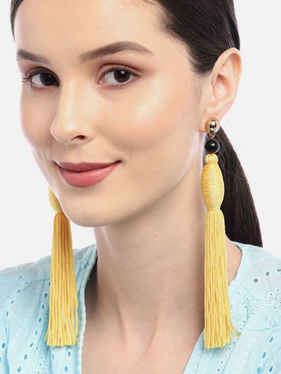 yellow metal drop earring - 18513817 -  Standard Image - 1