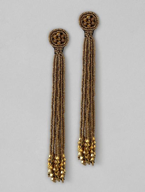 gold metal drop earring - 18513834 - Standard Image - 0