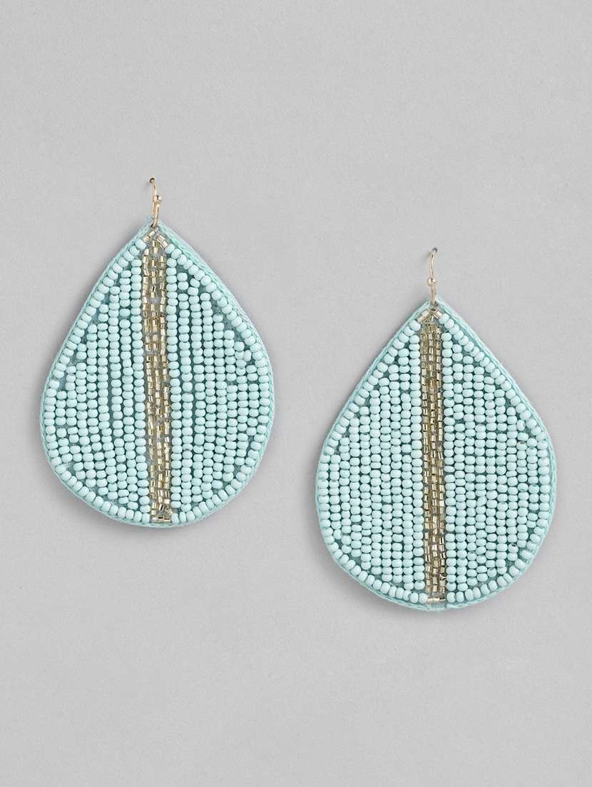 blue metal drop earrings