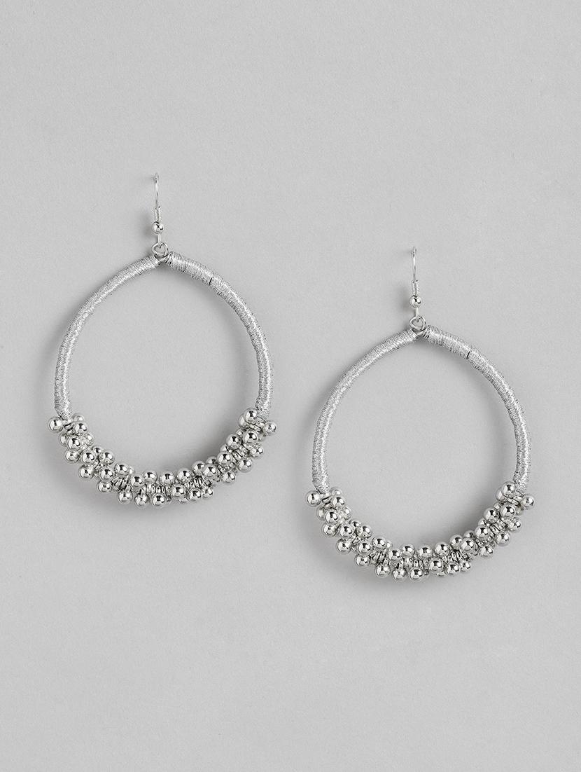 silver metal drop earrings - 18513840 -  Zoom Image - 0