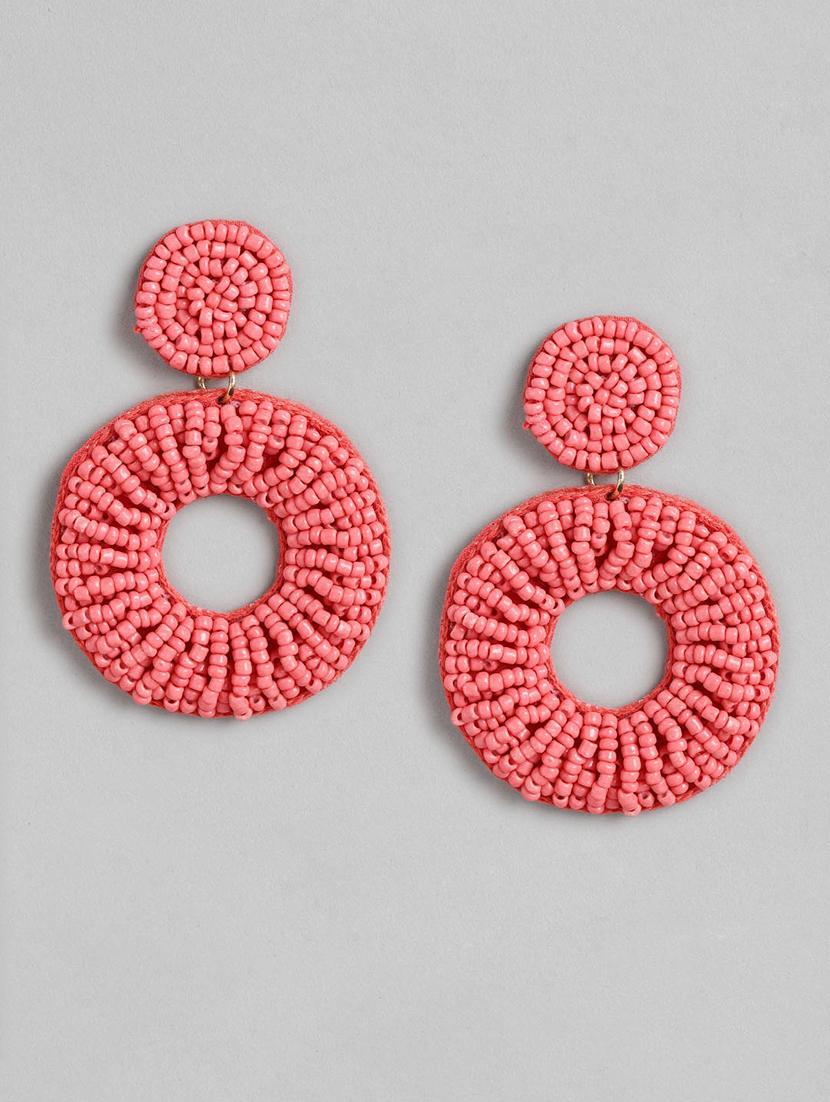 coral circular drop earrings - 18513845 -  Zoom Image - 0